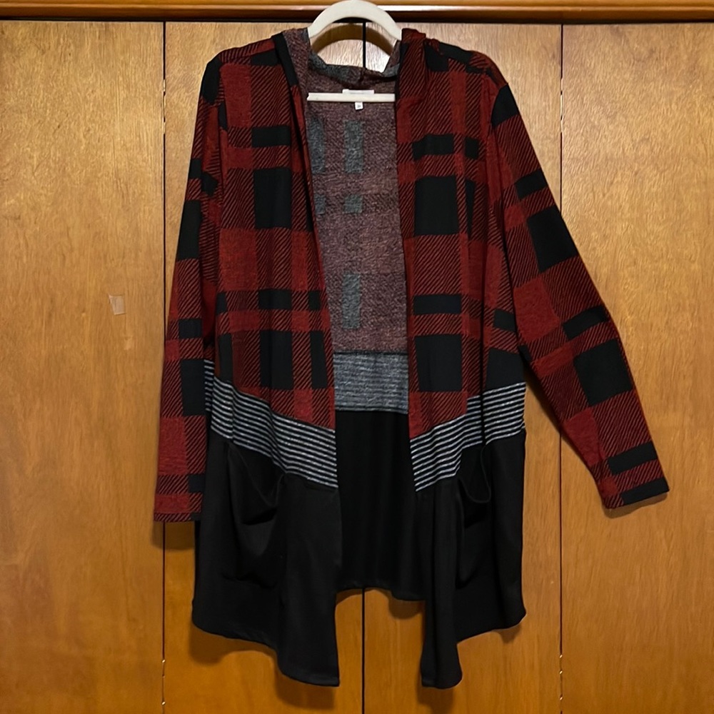 Maurices hooded Buffalo plaid cardigan. Size 2